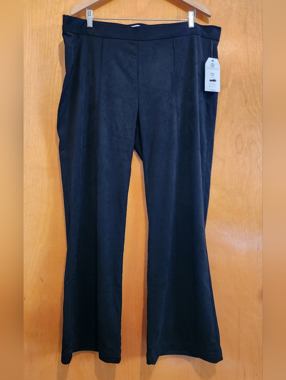 NWT Pintucked Faux Suade Black Pants